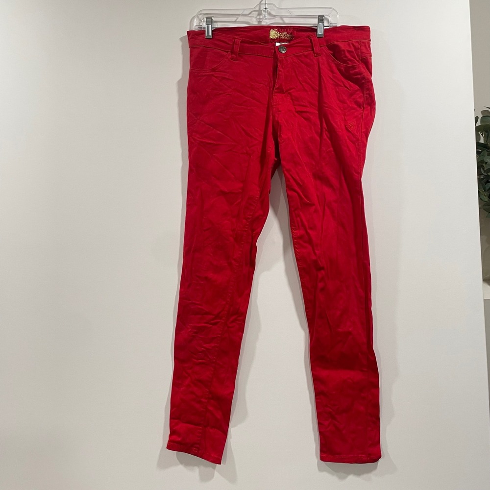 Apple Bottoms Red Skinny Jeans Studded Apple Pockets Size 9/10 Y2K Denim